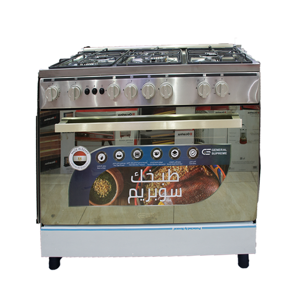فرن جنرال سوبريم استيل 5 عيون , 60 × 90 , مصرى , موديل GS 9060FRGS